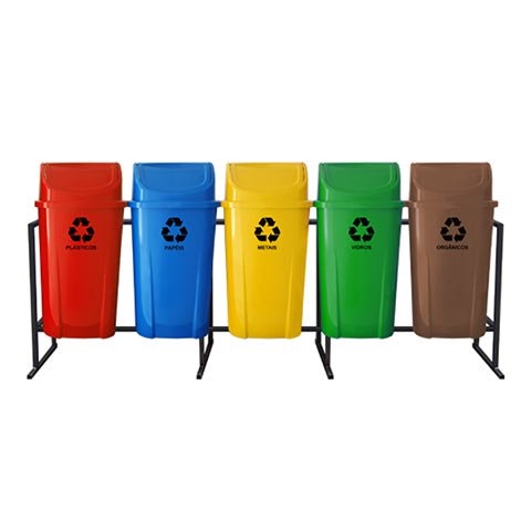 Conjunto 5 Lixeiras Seletivas 60 Litros